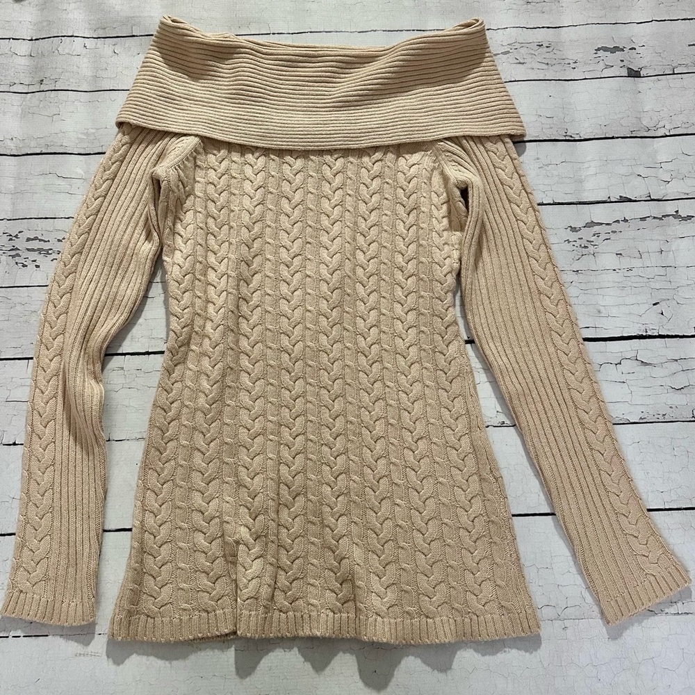 INC Women’s Kable Knit Off-Shoulder Sweater, made from silk&angora blend, size m